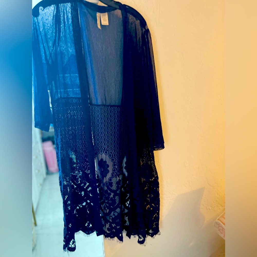 Cute! NEW! Swimsuit cover up ! Blue crochet hollow out coverup.Summer beach fav
